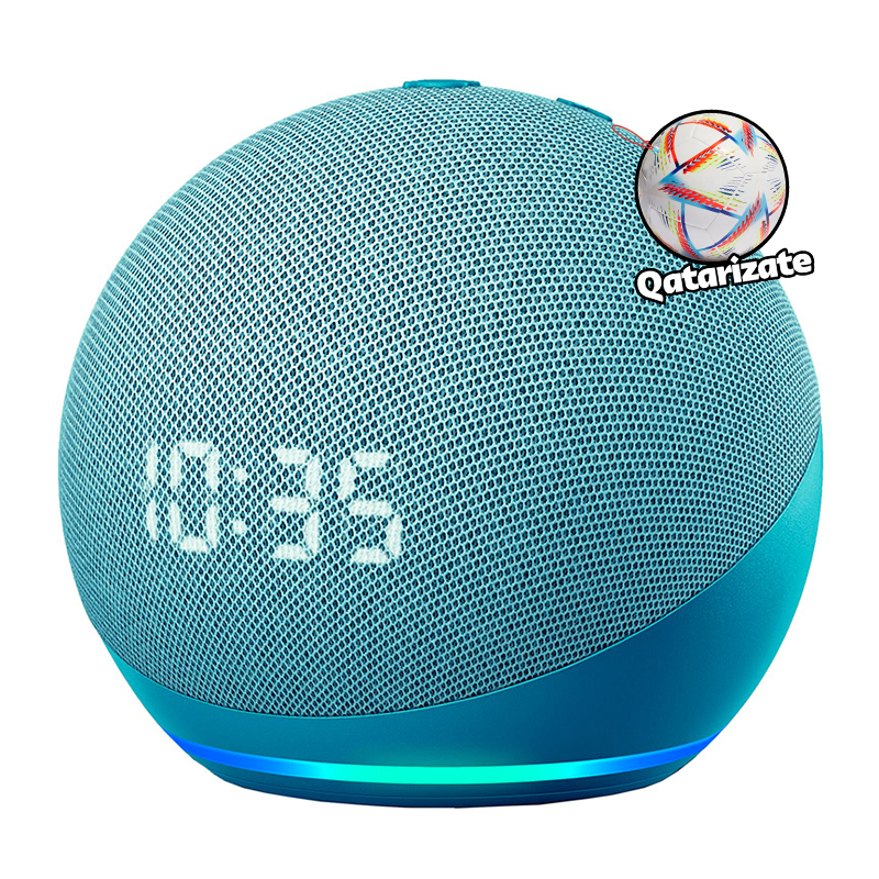 Bocina Inteligente Amazon Echo Dot con Reloj (4th Gen) Azul con Alexa