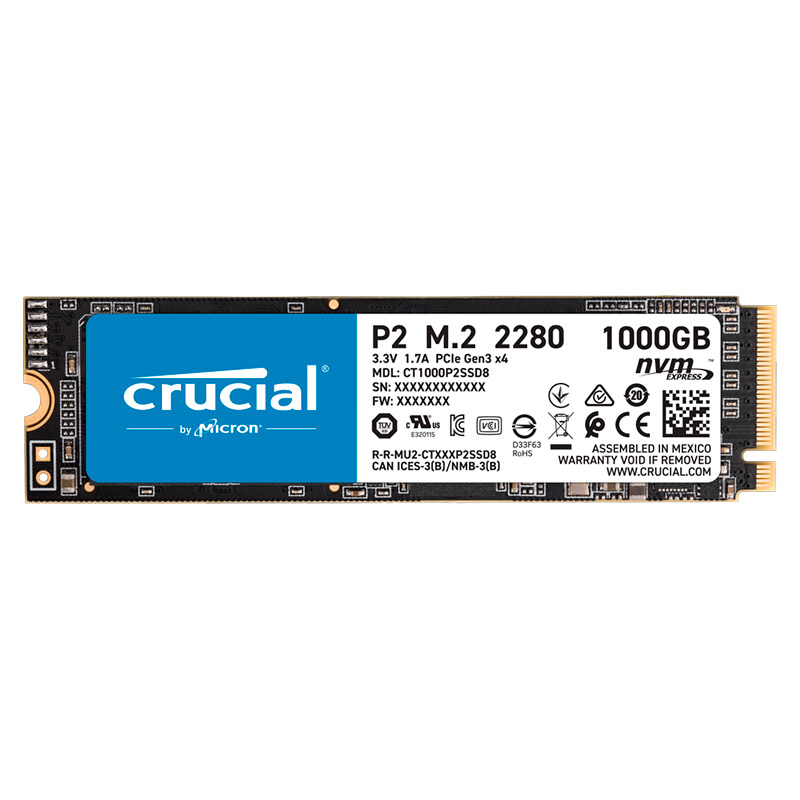 Unidad SSD M.2 2280 2TB Crucial P2 PCIe 3.0 NVMe 2400Mbps