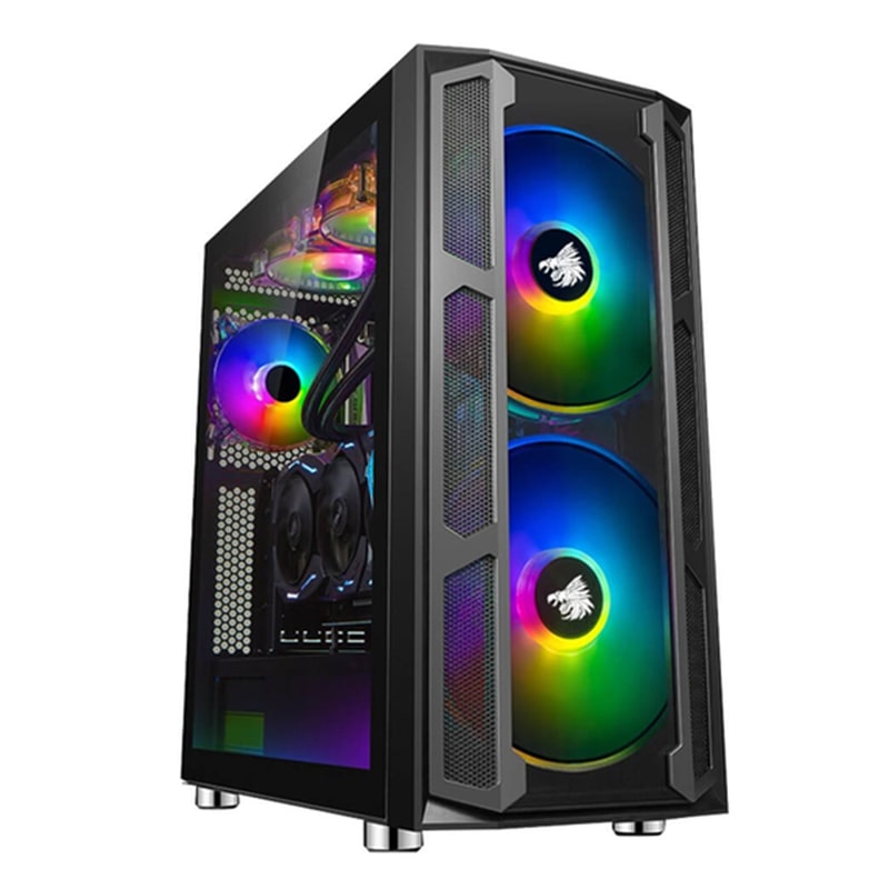 Case Gaming Eagle Warrior THRONE Media Torre Vidrio Templado ATX Negro (Sin Fuente)