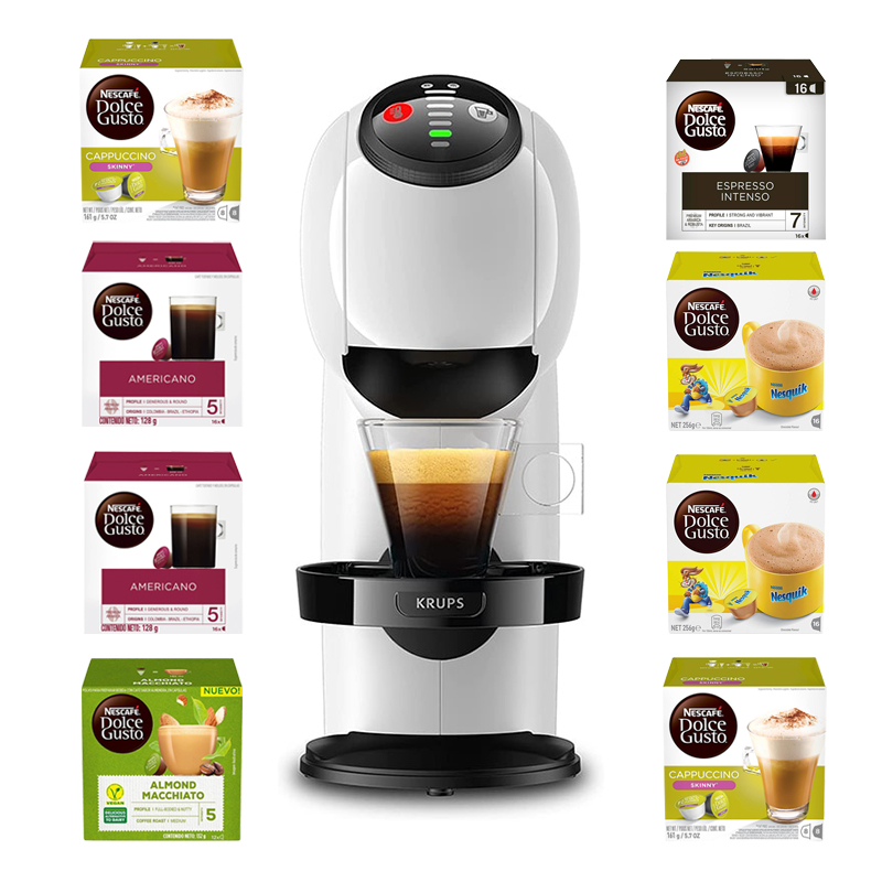 Máquina de Café Nescafé Genio S Dolce Gusto Blanca + 8 Cajas de Cápsulas