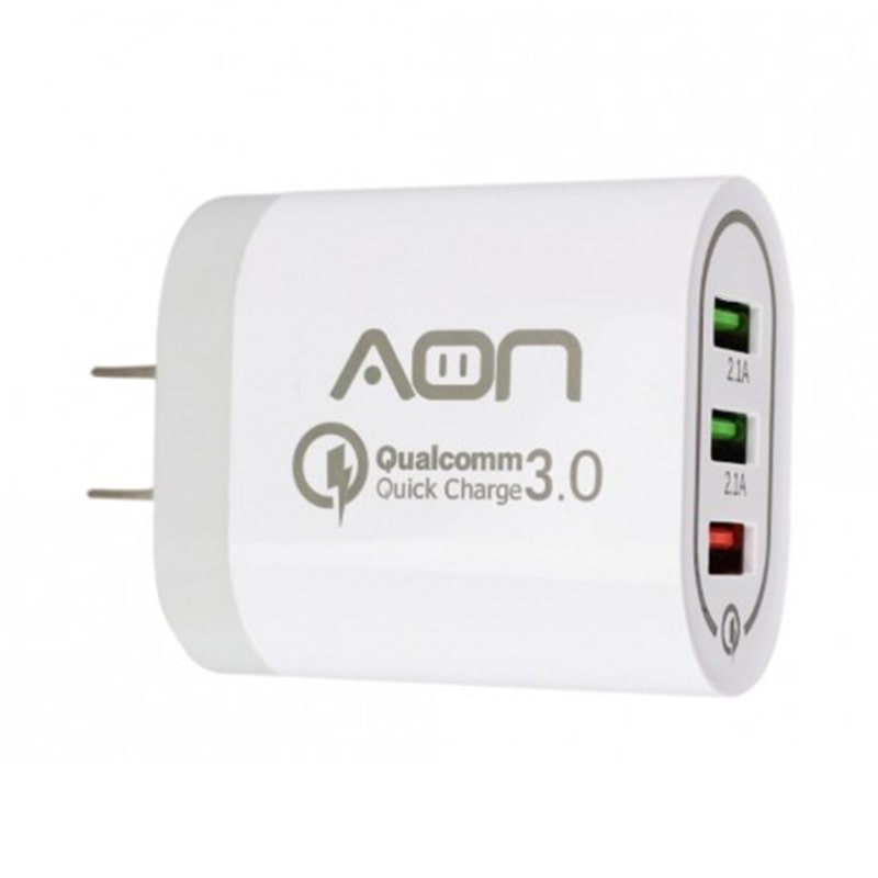 Cargador de Pared AON AO-CR-1001 3-Puertos USB 3.0 Blanco