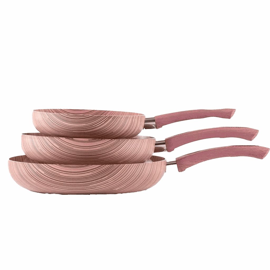 Juego de Sartenes Picca 3 Piezas Ragazza Cerámicos Antiadherentes Rosado