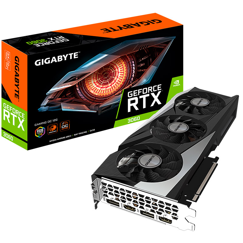Tarjeta de Video 12GB GDDR6 Gigabyte GeForce RTX 3060 OC HDMI DP PCIe 4.0