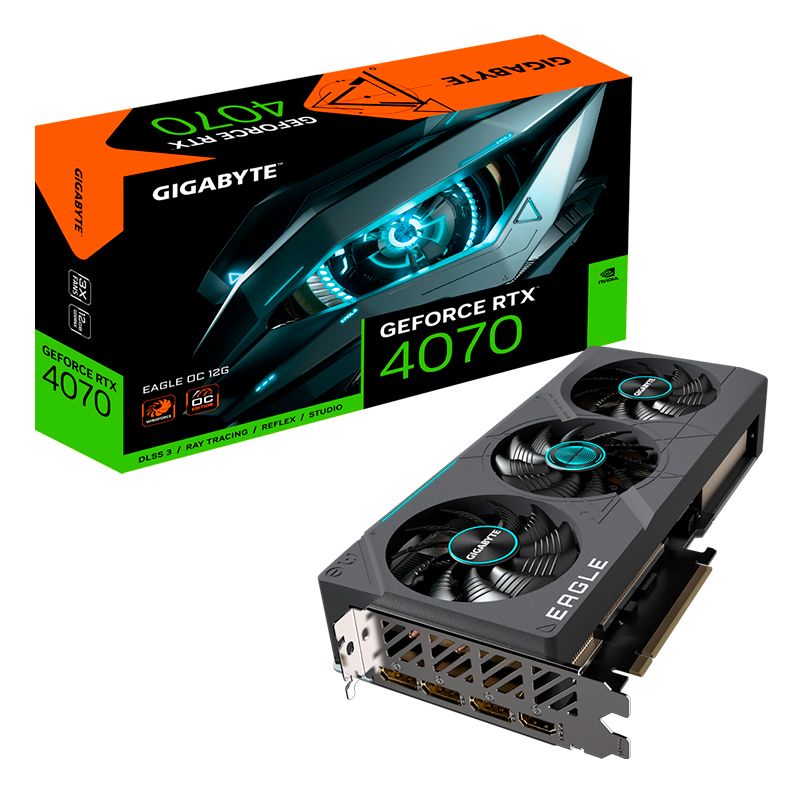 Tarjeta de Video 12GB GDDR6X Gigabyte GeForce RTX™ 4070 EAGLE OC 12G HDMI DP PCIe 4.0
