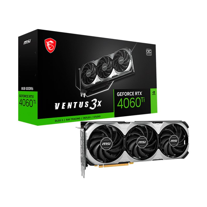 Tarjeta de Video 8GB GDDR6 MSI RTX™ 4060Ti VENTUS 3X OC HDMI DP PCIe 4.0