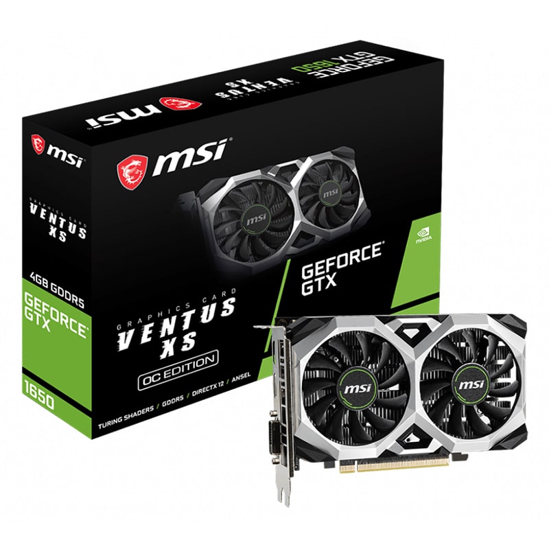 Tarjeta de Vídeo 4GB GDDR6 MSI GeForce GTX 1650 Ventus XS 4G OCV1 DVI-D HDMI DP PCIe 3.0