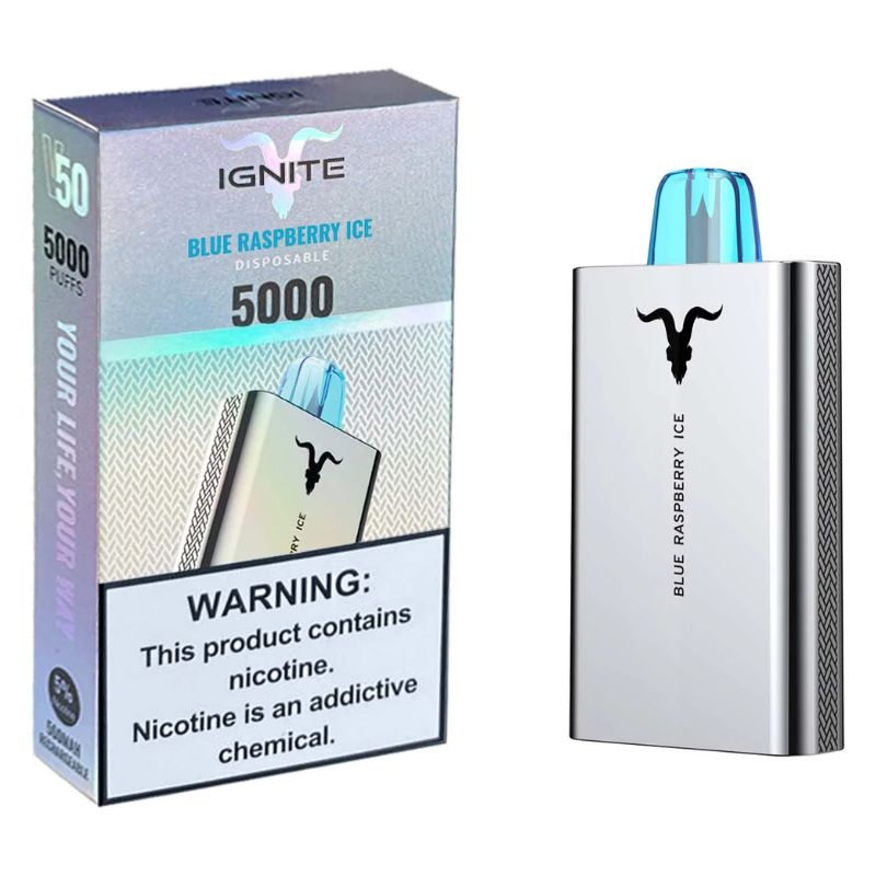 Vape Electrónico Ignite V50 5000 Puffs Nic 5g Blue Raspberry Ice