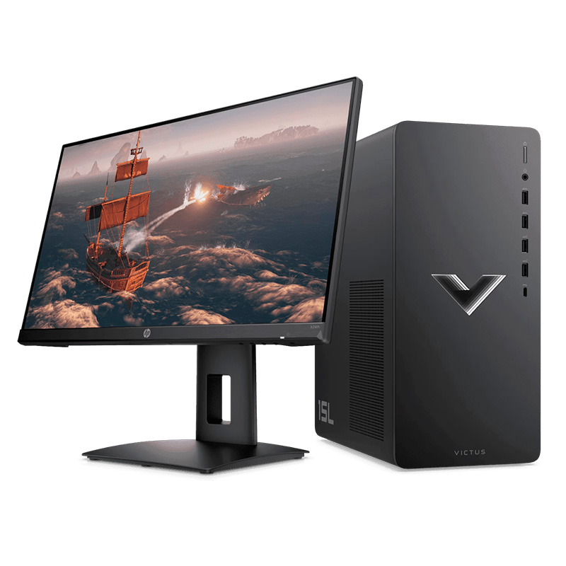 Computadora HP Victus TG02-0001la AMD Ryzen 5 5600G 8GB RAM 256GB SSD AMD Radeon RX 6400 4GB Negro W11 Home + Monitor 780D9AA#ABA OMEN 24 FHD 23.8"