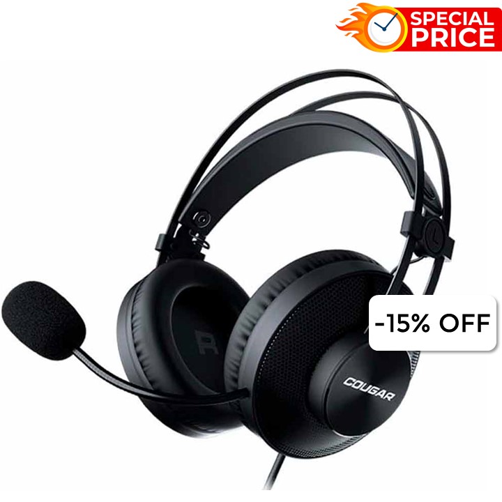 Audifonos tipo Headset Cougar IMMERSA ESSENTIAL 3.5mm con Micrófono Negros