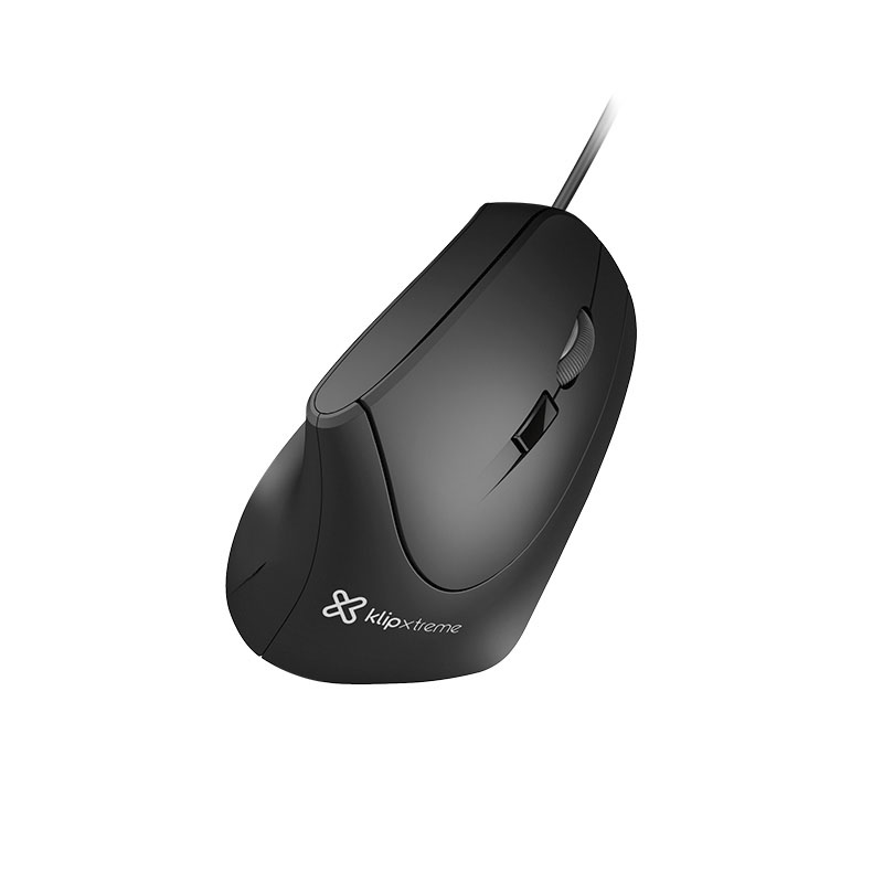 Mouse Alambrico Klip Xtreme Vertical Krown Ergonómico 1600DPI Negro