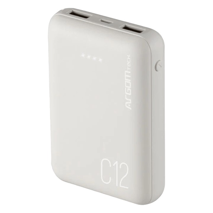 PowerBank Argom 12000mAh C12 2xUSB Blanco