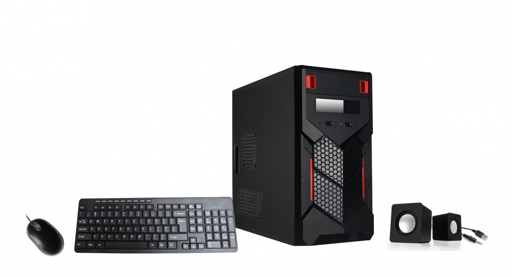 Case Xtech Mini Torre MicroATX Teclado Mouse Bocinas y Fuente de Poder 500W 
