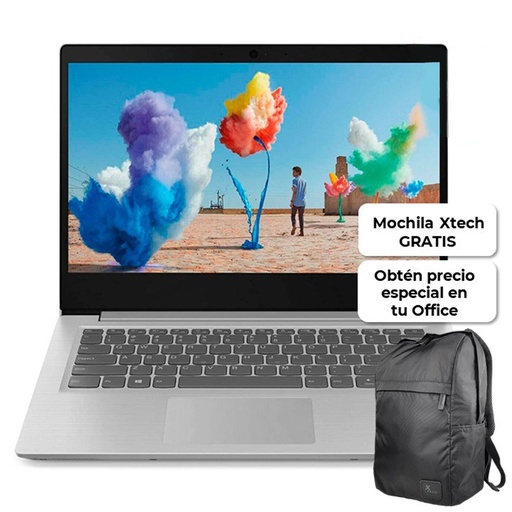 [81UV00AQGJ] Laptop Lenovo IdeaPad S145 14" AMD 3020e 4GB RAM 500GB HDD Plateada W10 Home Teclado Español + Mochila Xtech Negro GRATIS