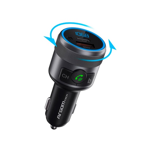 [ARG-AC-0343BK] Adaptador Handsfree Argom Spectro T1 para Carro USB/USB-C BT Negro