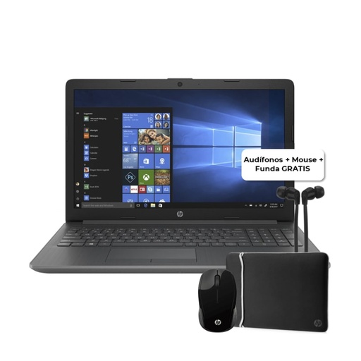 [424P8LA#ABM] Laptop HP 15-dw1504la 15.6" Celeron N4020 4GB RAM 1TB HDD W10 Home Gris Teclado Español + Audífonos + Funda + Mouse GRATIS