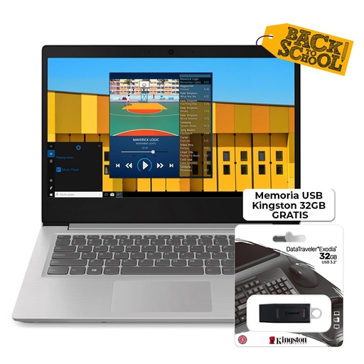 [81MW0009GJ] Laptop Lenovo IdeaPad S145 14" Celeron N4000 4GB RAM 500GB HDD Gris W10 Home Teclado Español + Memoria USB 32GB GRATIS