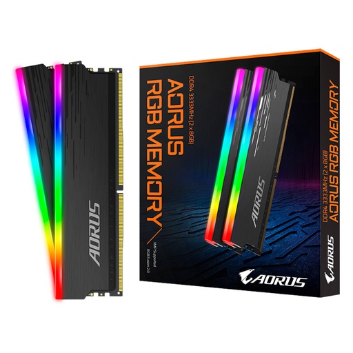 [GP-ARS16G33] Memoria DDR4 DIMM 16GB Gigabyte Aorus (2x8GB) RGB 3333MHz Disipador Integrado