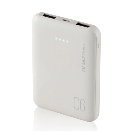 [ARG-PB-1136WT] PowerBank Argom C6 6000mAh USB Blanco