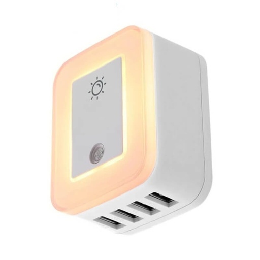 [FWT-4012USB] Cargador de pared Forza 4 salidas USB con Luz Nocturna