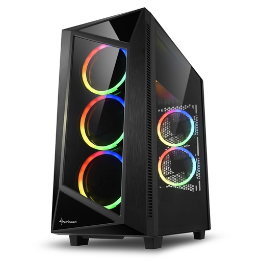 [4044951028498] Case Gaming Sharkoon REV200 RGB Media Torre Vidrio Templado ATX Negro (Sin Fuente)