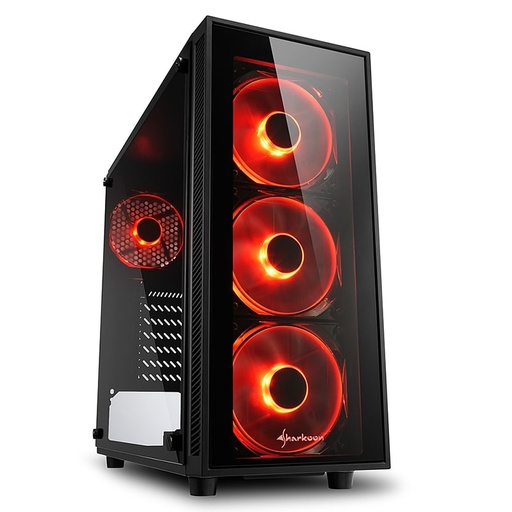 [4044951026647] Case Gaming Sharkoon TG4 Rojo Media Torre Vidrio Templado ATX Negro (Sin Fuente)