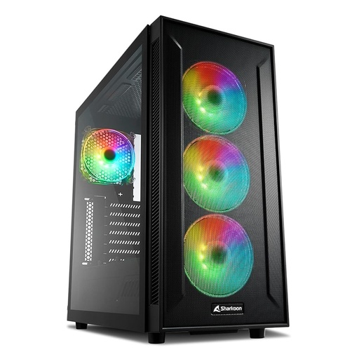 [4044951032136] Case Gaming Sharkoon TG6M RGB Media Torre Vidrio Templado ATX Negro (Sin Fuente)