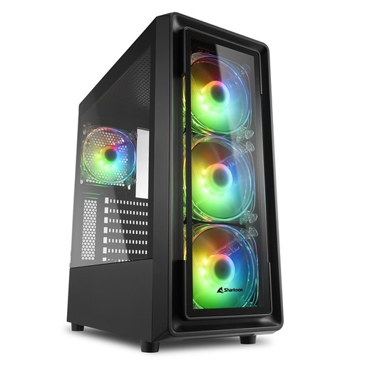 [4044951030187] Case Gaming Sharkoon Tk4 RGB Media Torre Vidrio Templado ATX Negro (Sin Fuente)
