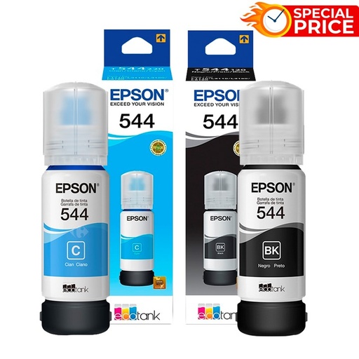 [PACK0061] PACK Botella de Tinta Negro + Botella de Tinta Cian Epson T544 65ml