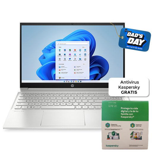 [6J0W8LA#ABM] Laptop HP 15-dy5008la 15.6" SPA i7-1255U 8GB RAM 256GB SSD Plateada W11 Home Teclado Español + Antivirus Kaspersky GRATIS