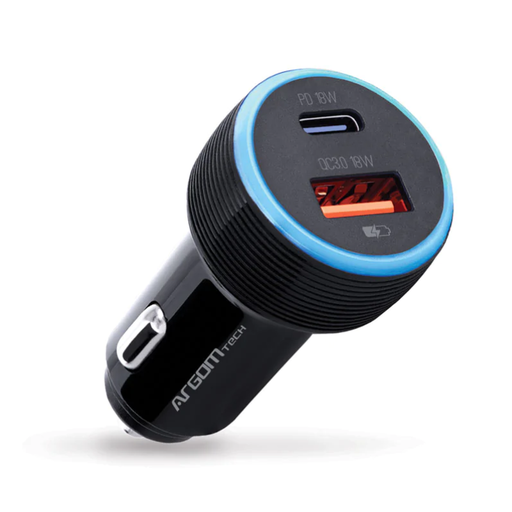 [ARG-AC-0118BK] Cargador Argom para Carro Force C1 USB/USB-C