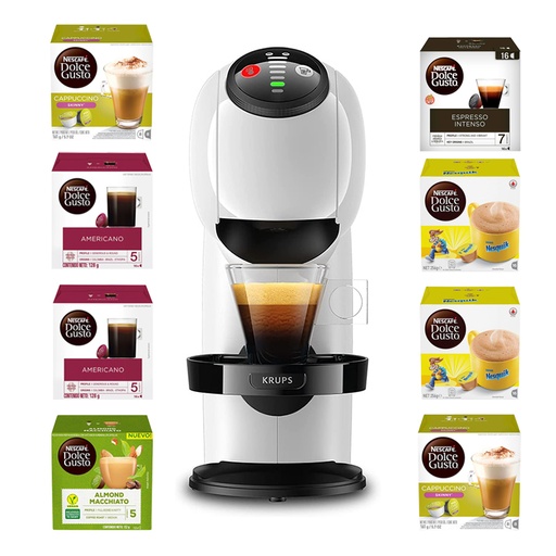 [12523591] Máquina de Café Nescafé Genio S Dolce Gusto Blanca + 8 Cajas de Cápsulas