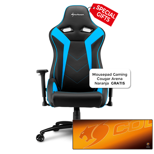 [4044951027217] Silla Gaming Sharkoon ELBRUS 3 Negro-Azul + Mousepad Arena Cougar GRATIS