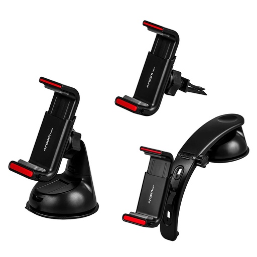 [ARG-AC-0333BK] Base para Celular Argom Kit AC-0333BK Para Carro 3 en 1 Negro
