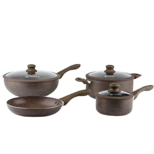 [PI007BMC] Batería de Cocina Picca Verona 7 Piezas Café