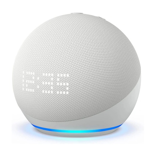 [840080558066] Bocina Inteligente Amazon Echo Dot con Reloj (5th Gen, 2022) Blanco con Alexa