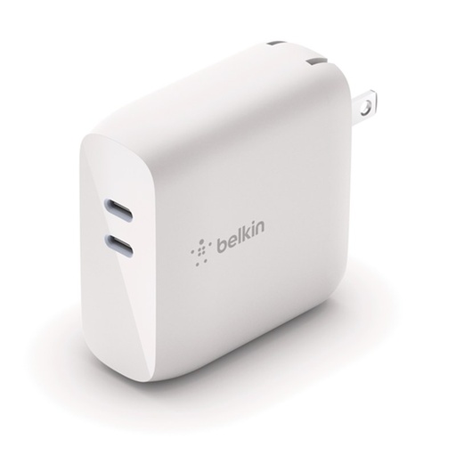 [WCH003DQWH] Cargador de Pared Belkin BoostCharge Dual USB-C 68W GAN Blanco