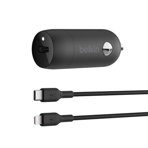 [CCA004BT1MBK-B5] Cargador para Carro Belkin BoostCharge USB-C 30W​​ + Cable USB-C a Lightning Negro