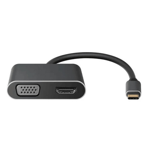 [810098150378] Hub AON 2-en-1 AO-AD-1007 USB-C a HDMI y VGA Negro