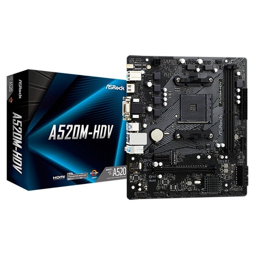 [A520M-HDV] Motherboard AsRock A520M-HDV Socket AM4 3000/4000/5000 Series Gen 2xDDR4 Micro-ATX