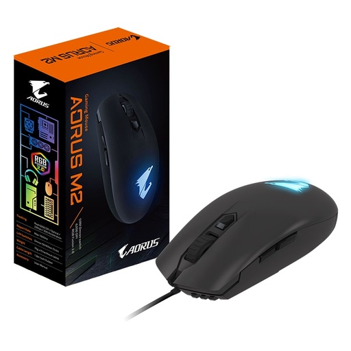 [GM-AORUS M2] Mouse Gaming Alámbrico Óptico Gigabyte AORUS M2 6200 DPI 3 Botones RGB Negro