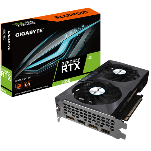 [GV-N3050EAGLE-8GD] Tarjeta de Video 8GB GDDR6 Gigabyte GeForce RTX™ 3050 EAGLE 8G + LHR HDMI DP PCIe 4.0