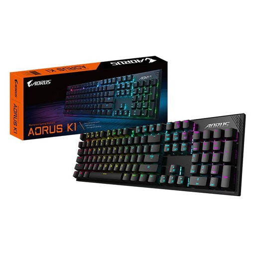 [GK-AORUS K1] Teclado Gaming Mécanico Alámbrico Gigabyte AORUS K1 RGB Negro Inglés