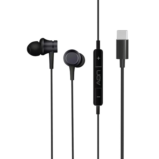 [AO-EP-1002] Audífonos AON USB-C In-ear Boom Buds con Micrófono Negro