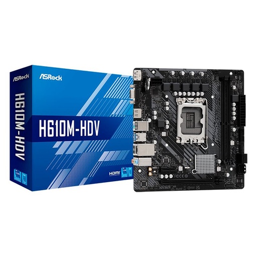 [H610M-HDV] Motherboard AsRock H610M-HDV Socket LGA1700 12th, 13th & 14th Gen 2xDDR4 Micro-ATX