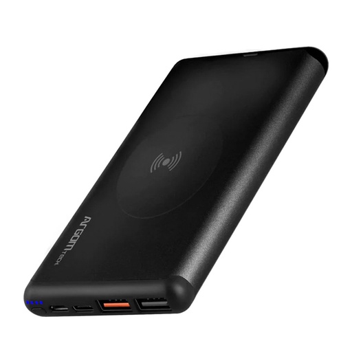 [ARG-PB-1156BK] PowerBank Argom S12W 12000mAh USB Carga Inalámbrica Negro