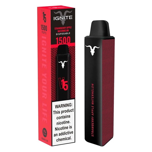 [810025995720] Vape Electronico Ignite V15 1500 puffs Nic 5g Strawberry Apple Watermelon