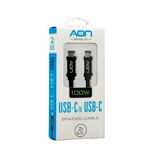 [AO-CB-5017] Cable USB-C a USB-C AON AO-CB-5017 2 Metro Negro 5Gbps 100W