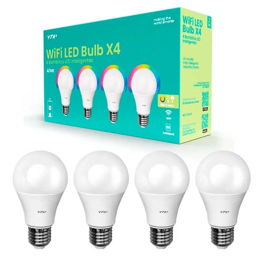 [VTA-84803] Bombilla LED Inteligente VTA+ Blub E27 RGB 120VAC Smart Home Wi-Fi 4Pack