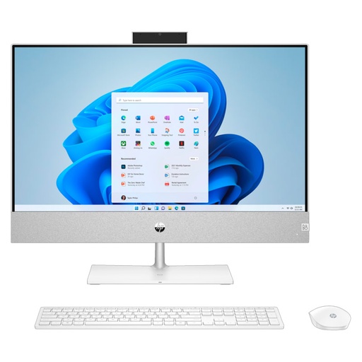 [A1VC2LA#ABM] Computadora AIO HP Pavilion 24-ca0013la 23.8" AMD Ryzen 5 5500U 8GB RAM 512GB SSD Gris Claro W11 Home Teclado Español