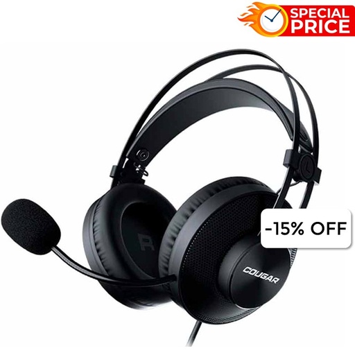 [3H350P40B.0001] Audifonos tipo Headset Cougar IMMERSA ESSENTIAL 3.5mm con Micrófono Negros